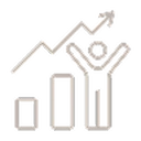 Ícone de gráfico de crescimento com uma seta ascendente, representando a visão de excelência da CISB.